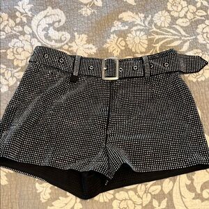 AKIRA High Waist Black and White Shorts with Belt